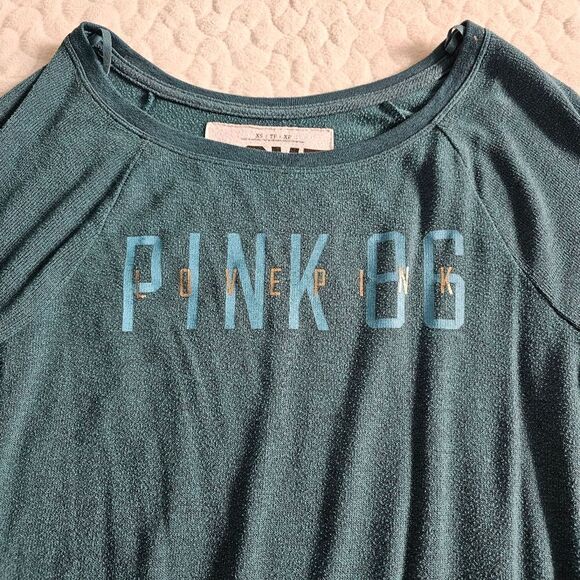 Victoria's Secret PINK teal long sleeved sweatshirt XS extra small - Picture 3 of 11